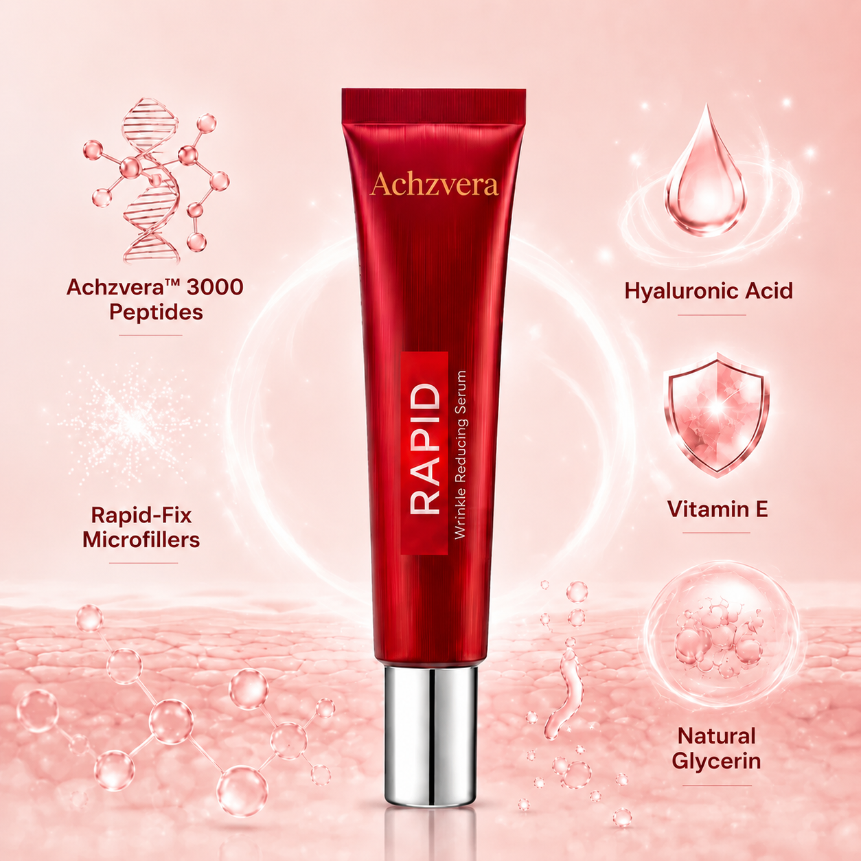 Results in 60 Seconds - Achzvera Rapid Wrinkle-Reducing Serum for Wrinkles, Bags & Dark Circles